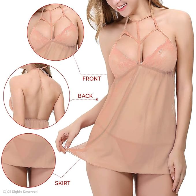 Romantic Sheer Nightwear with Slip Design