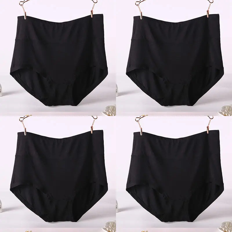 Women Underwear Soft Viscose Solid Color High Waist Panties 4pcs A Lot - luxuriesbliss