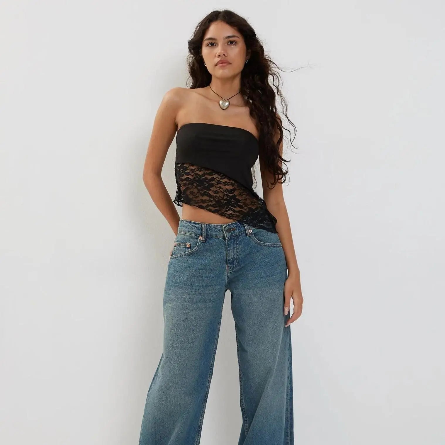 Women's Mesh Lace Top Spring Sexy Black Knitted Top - luxuriesbliss