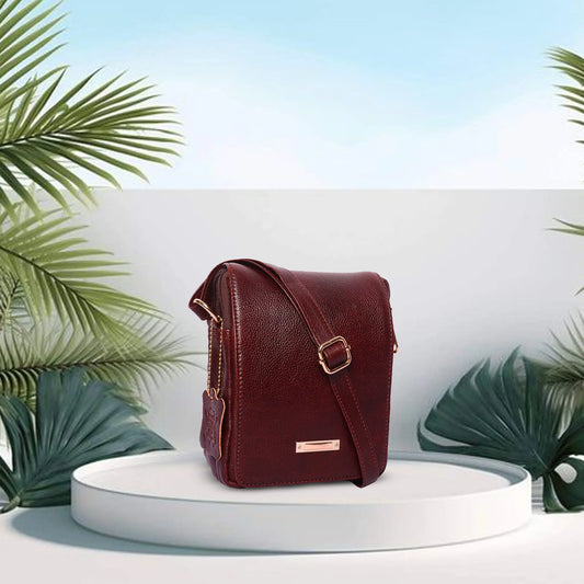 Medium Leather Crossbody Bag for Women – Brown, 2 Compartments Luxuriesbliss