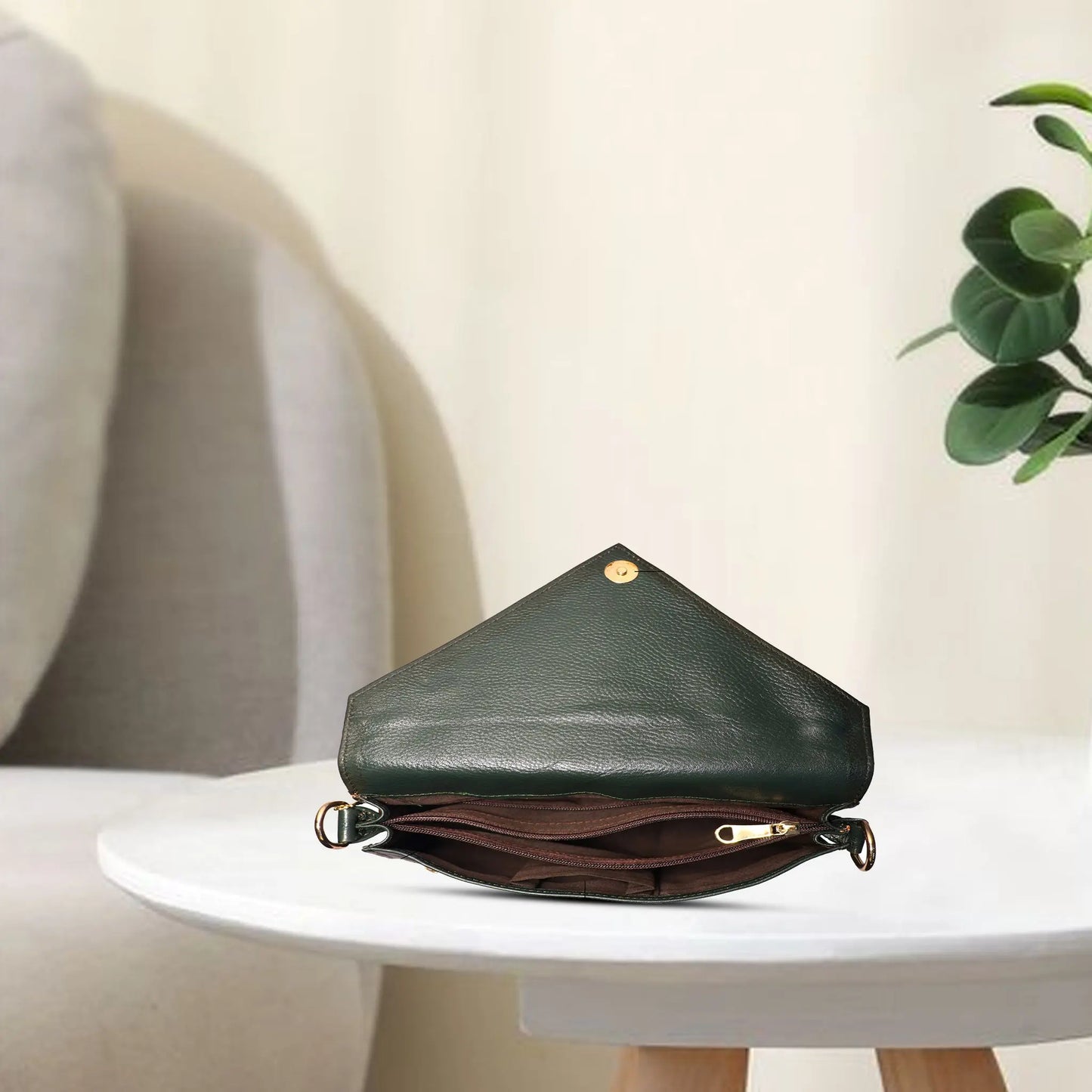 Small Solid Sling Bag – Dual Compartment, Detachable Strap luxuriesbliss