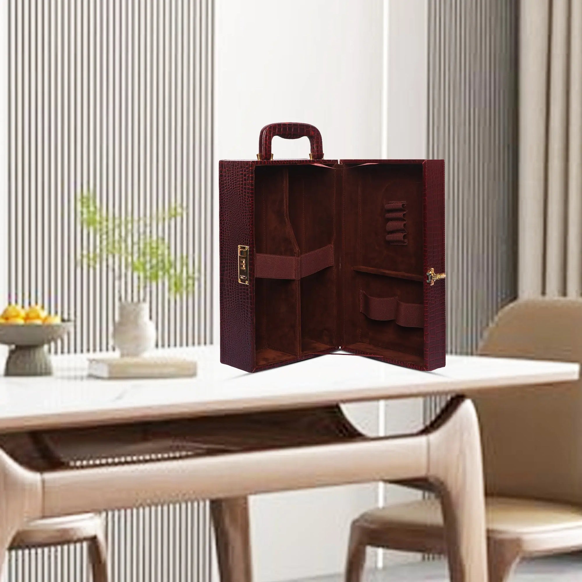 Premium Leather Wine Gift Box Case Luxuriesbliss