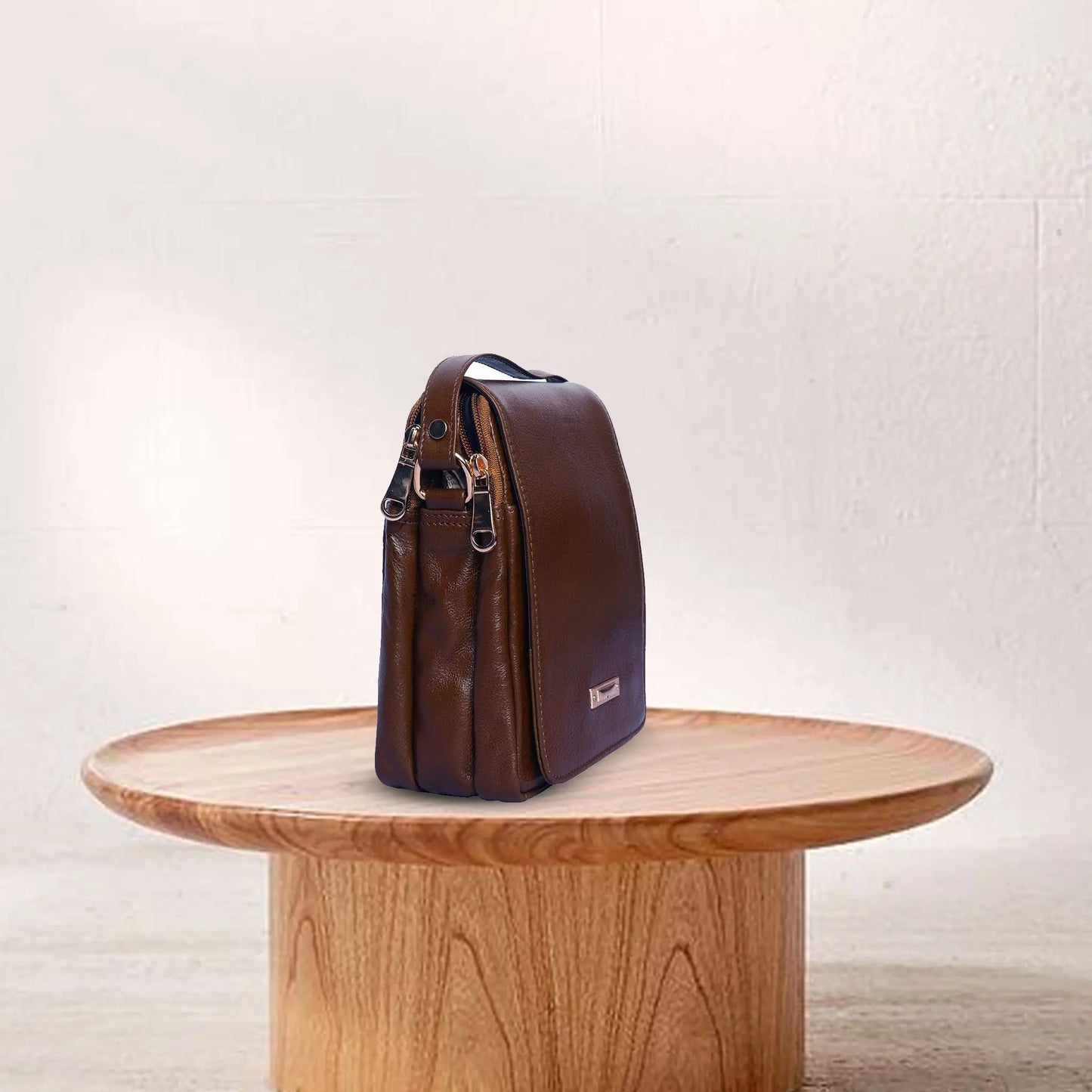 Medium Leather Crossbody Bag for Women – Brown, 2 Compartments Luxuriesbliss