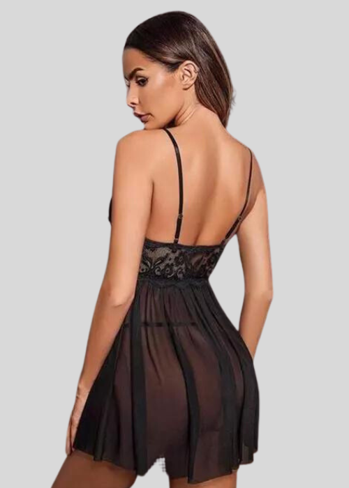 Luxuries Bliss  Black Lace Babydoll Nightwear