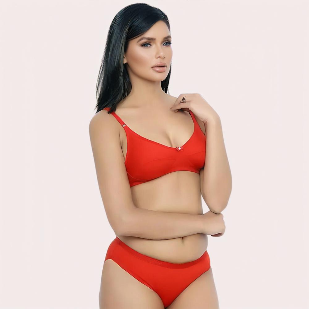 Organic Cotton Bra Set – Red | Soft, Skin-Friendly &amp; All-Day Comfort