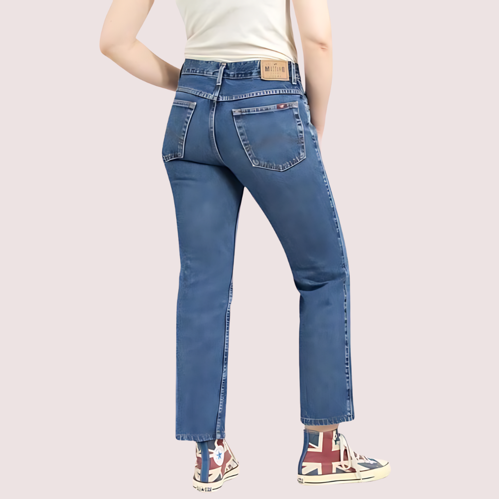 Women&#39;s 90s Blue Denim Straight Leg Jeans