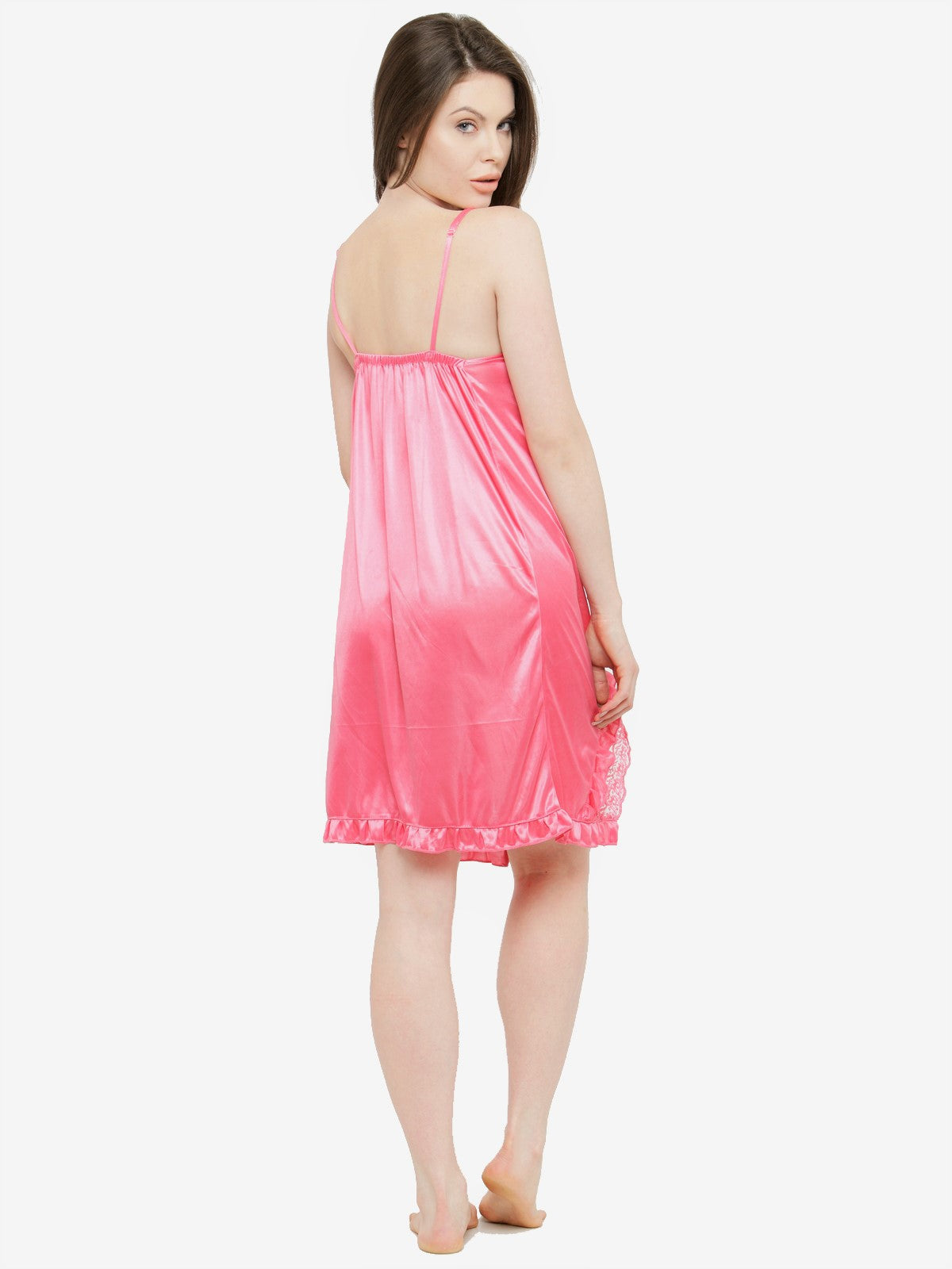 Women's Graceful Satin Honeymoon Collection: Sheer Baby Doll Sleepwear_Pink