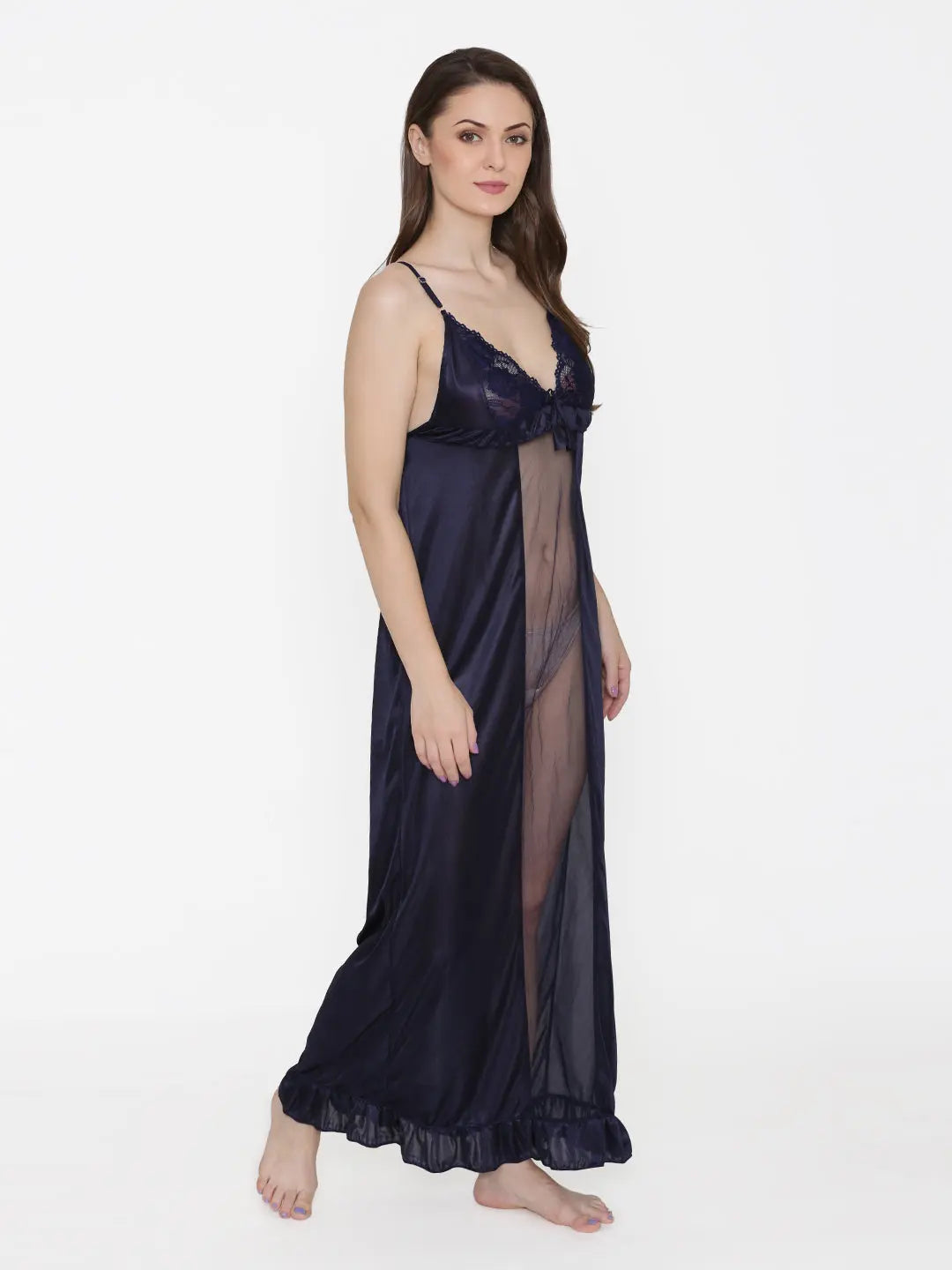 Elegant Multi-Color Solid Nightdress - Navy Blue, Pink, Red - luxuriesbliss
