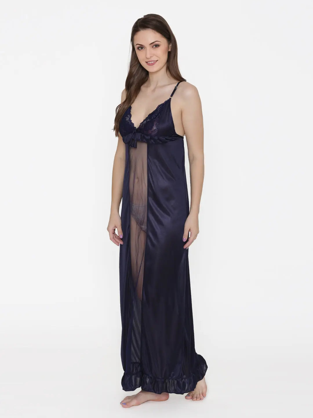 Elegant Multi-Color Solid Nightdress - Navy Blue, Pink, Red - luxuriesbliss