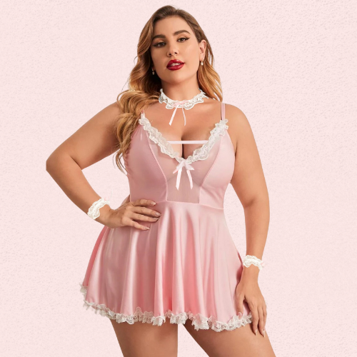 Stylish Pink Apron Maid Outfit with Luxury Panty Gift