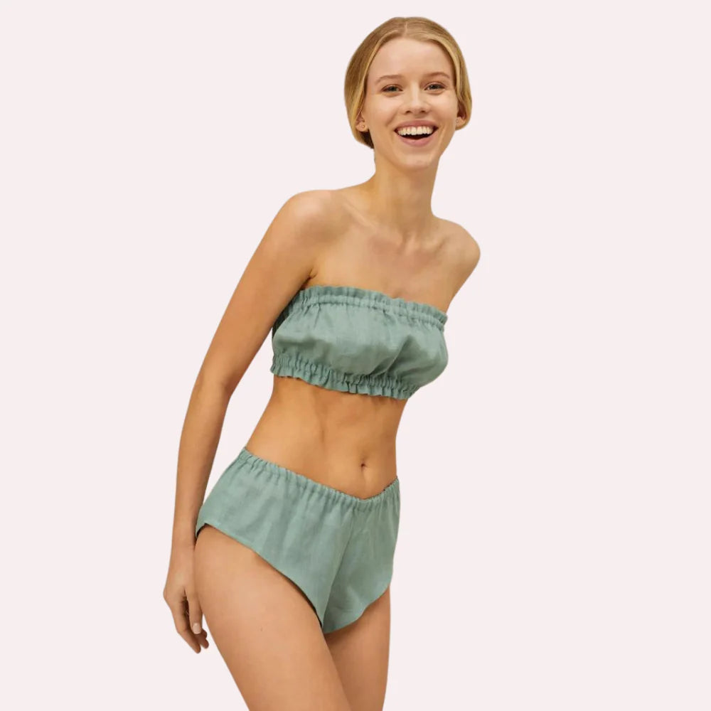 Organic Cotton Ruffled Bandeau &amp; Vintage Knickers Set