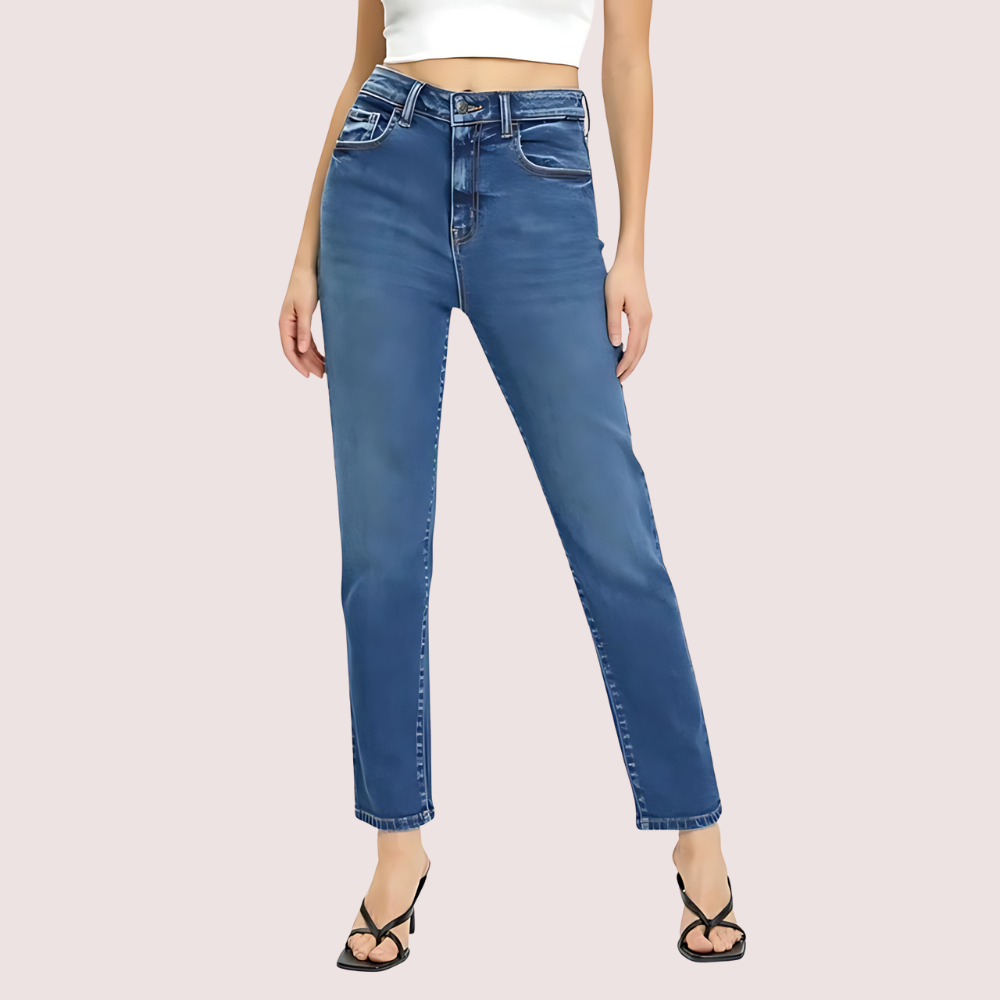 Women's High Rise Classic Slim Straight Denim Jeans