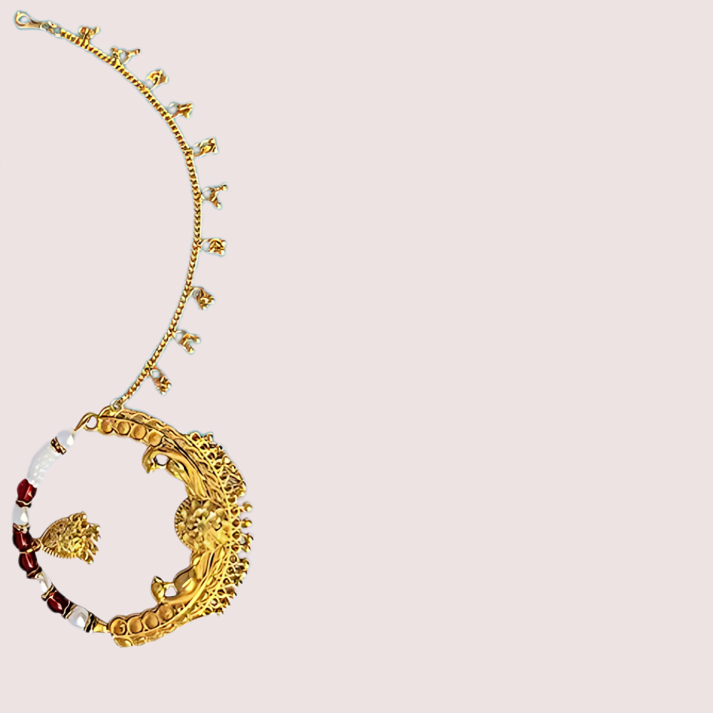 Kumauni Gold-Plated Guluband & Nath Jewellery Set
