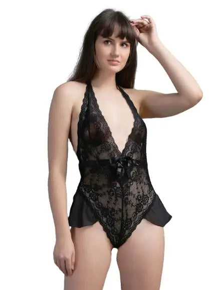Women Lace Leotard Teddy Bodysuit black bodysuit - luxuriesbliss
