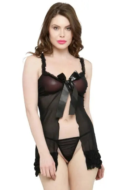 Sexy Babydoll Lingerie with Ruffle Trim - luxuriesbliss