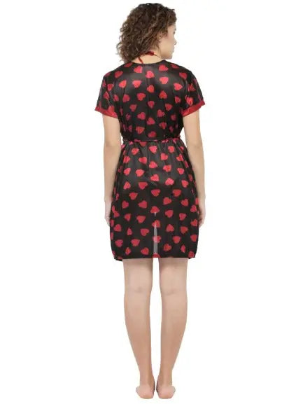 Women Printed Robe and Lingerie Set - luxuriesbliss