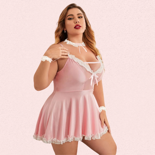 Stylish Pink Apron Maid Outfit with Luxury Panty Gift