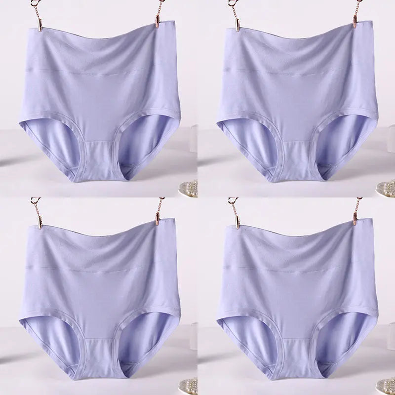 Women Underwear Soft Viscose Solid Color High Waist Panties 4pcs A Lot - luxuriesbliss
