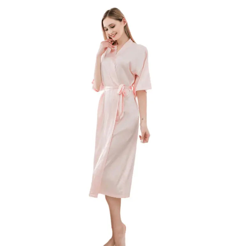 Satin Kimono Robes For Women Bride Long Robe Sleepwear - luxuriesbliss