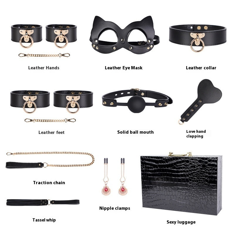High-end Props Genuine Leather Eight-piece Set Bondage And Discipline Handcuffs