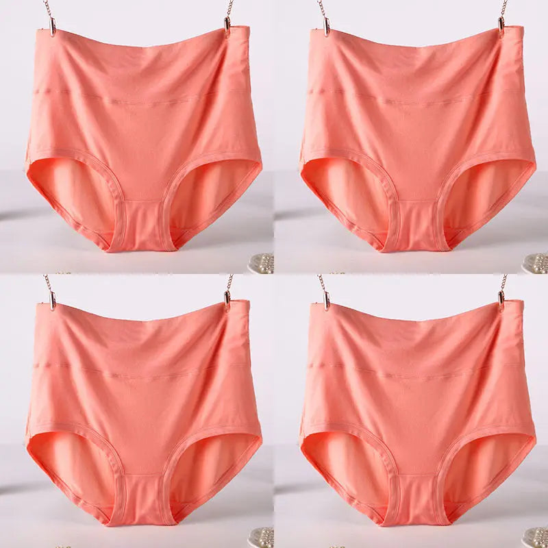 Women Underwear Soft Viscose Solid Color High Waist Panties 4pcs A Lot - luxuriesbliss