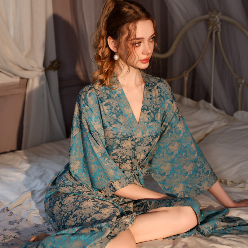 Summer High-grade Satin Jacquard Night Skirt Women