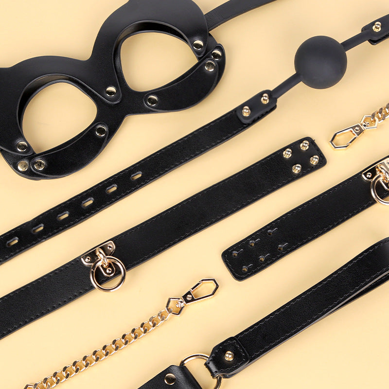 High-end Props Genuine Leather Eight-piece Set Bondage And Discipline Handcuffs