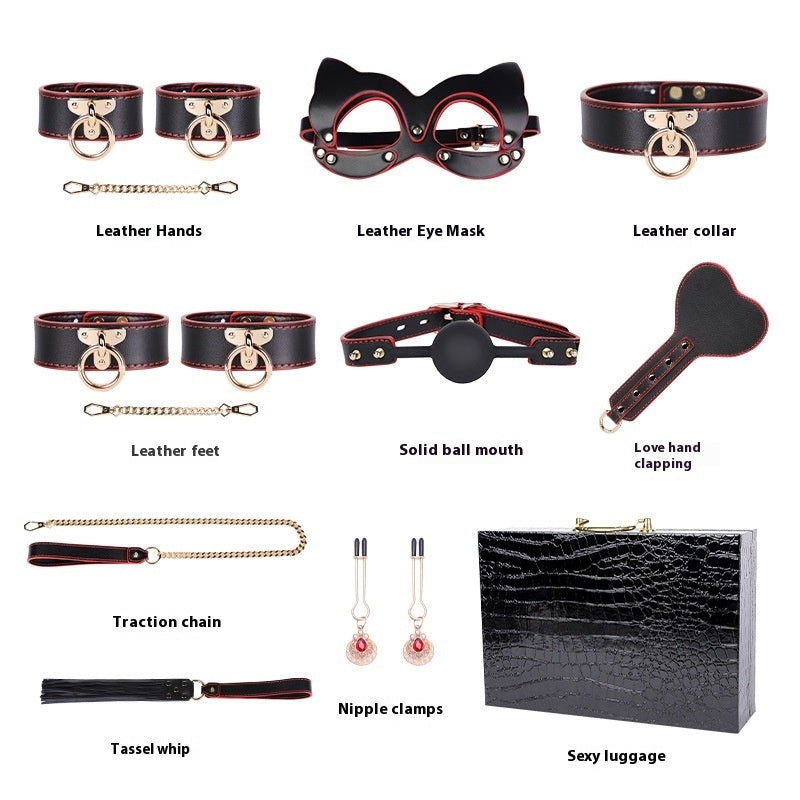 High-end Props Genuine Leather Eight-piece Set Bondage And Discipline Handcuffs