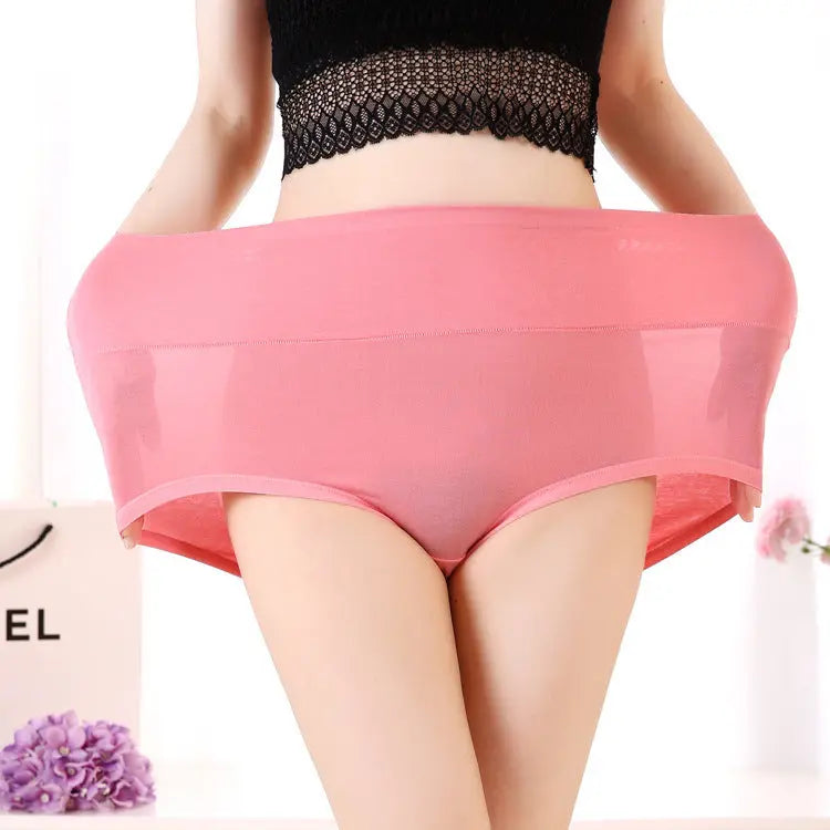 Women Underwear Soft Viscose Solid Color High Waist Panties 4pcs A Lot - luxuriesbliss