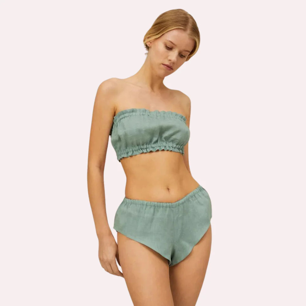 Organic Cotton Ruffled Bandeau &amp; Vintage Knickers Set
