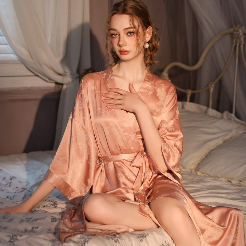 Summer High-grade Satin Jacquard Night Skirt Women