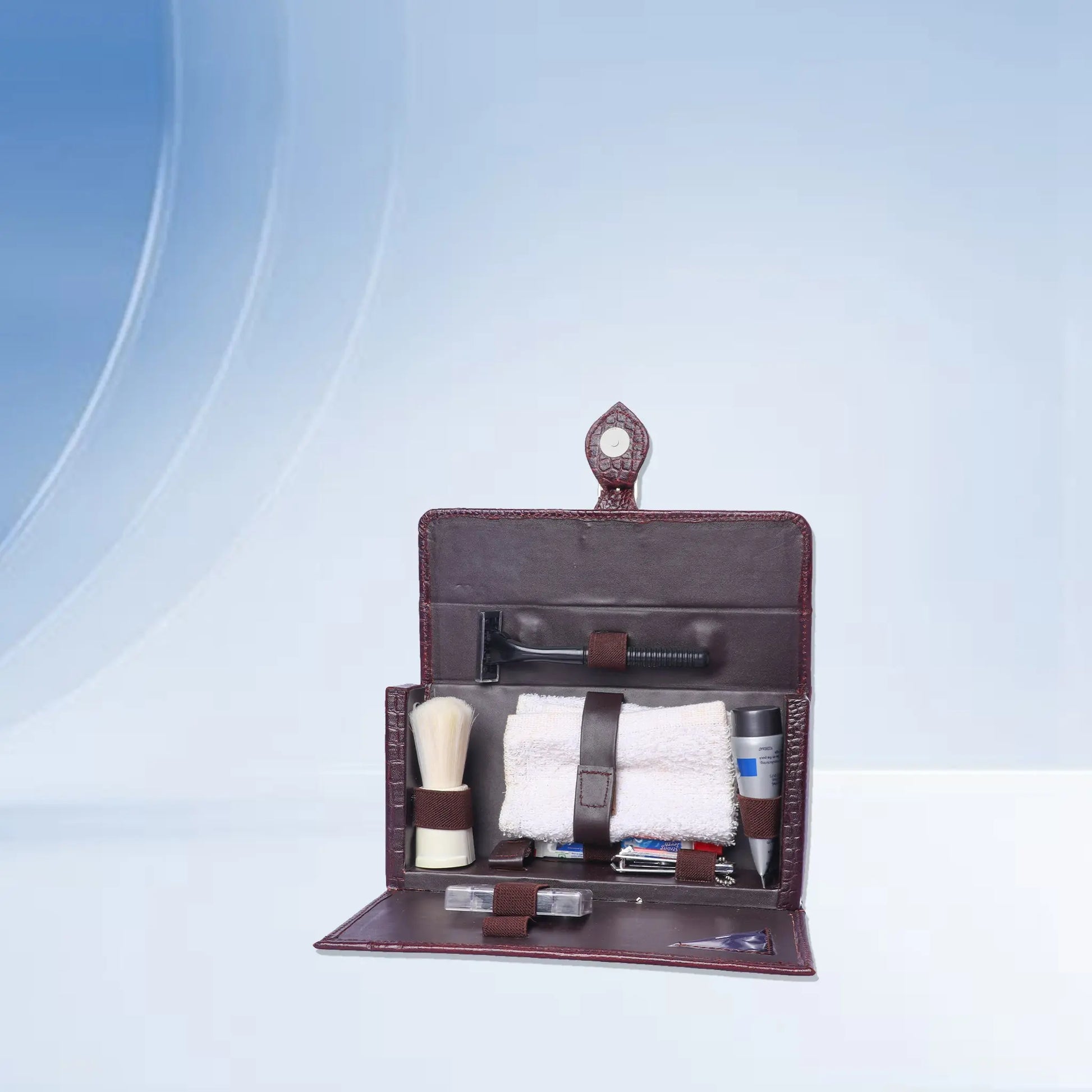 Men's Travel Leather Grooming Kit – Compact Shaving Essentials Set Luxuriesbliss