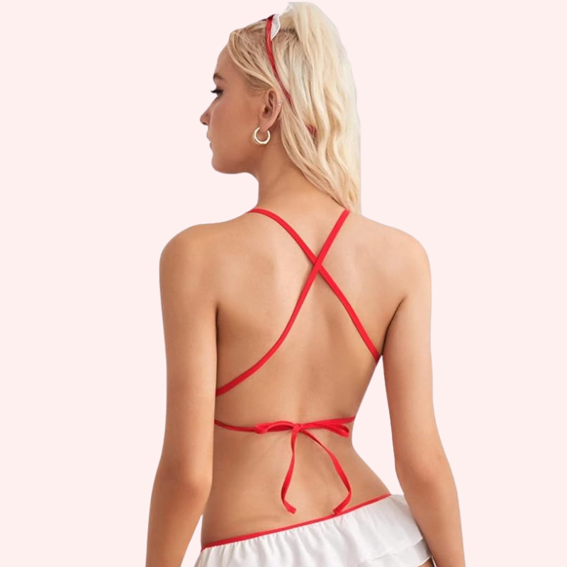 Naughty Nurse Sling Sheer Lingerie Set with Luxury Panty Gift