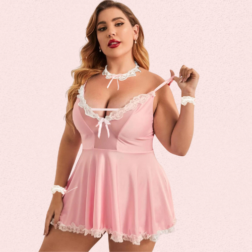 Stylish Pink Apron Maid Outfit with Luxury Panty Gift