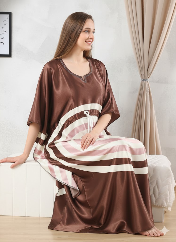 Luxury Satin Kaftan Nighty for Women | Soft & Stylish