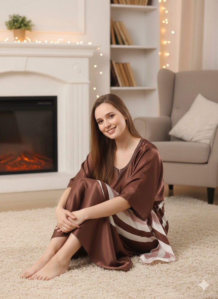 Luxury Satin Kaftan Nighty for Women | Soft &amp; Stylish