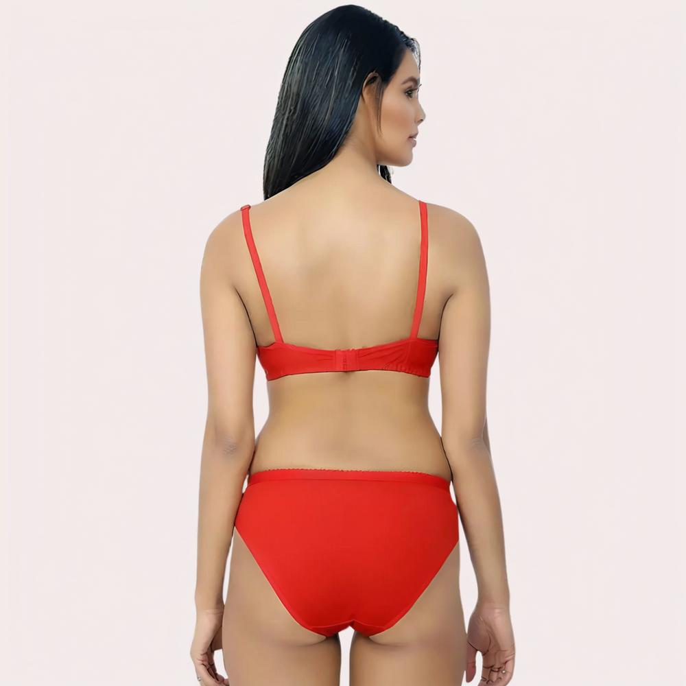 Organic Cotton Bra Set – Red | Soft, Skin-Friendly &amp; All-Day Comfort