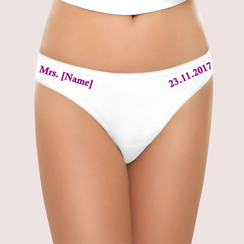 Mrs. New Name Hot Purple Print Cotton Bikini Panty