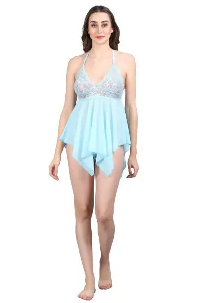 Elegant Sheer Lace Babydoll Lingerie Set - luxuriesbliss