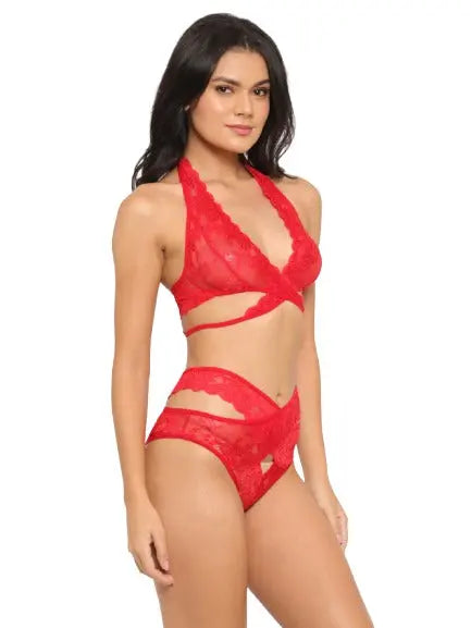 Lace Criss Cross Bra Panty Set - luxuriesbliss