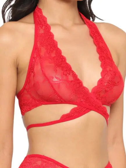 Lace Criss Cross Bra Panty Set - luxuriesbliss