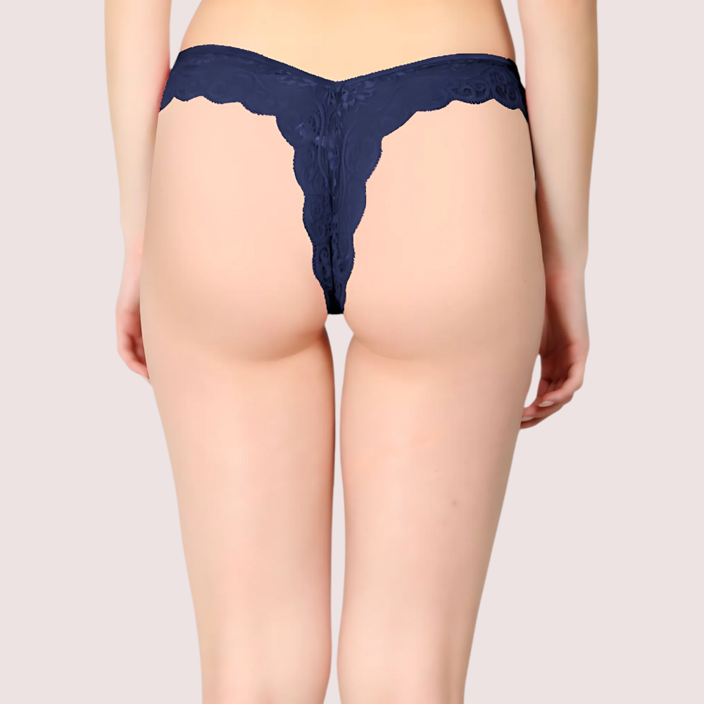 Blue Lace Design Women&#39;s Thongs ( Pack of 1 )